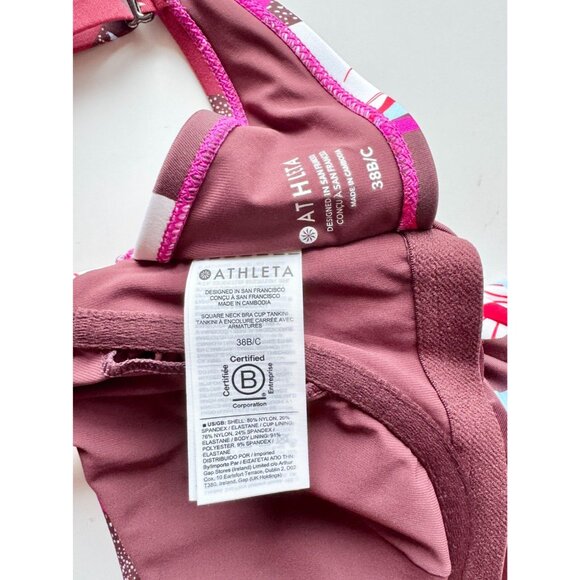 ATHLETA Hero Bloom Decadent Chocolate Square Neck Tankini Swim Top, Size 38 B/C - Picture 9 of 10